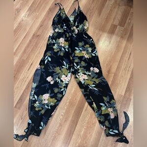 Lulus Navy Floral Sleeveless Jumpsuit